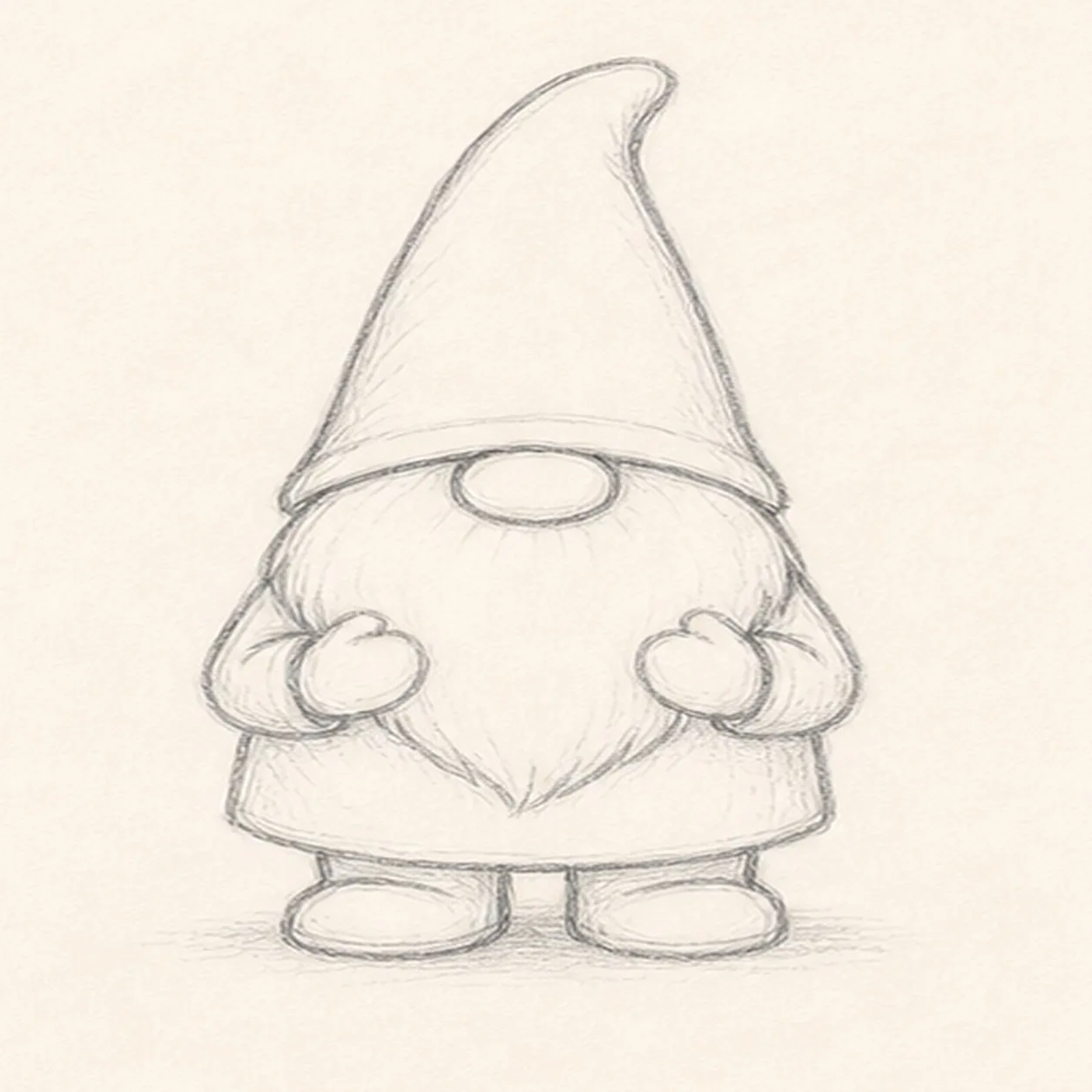 Add brim and sleeves stage for how to draw a garden gnome