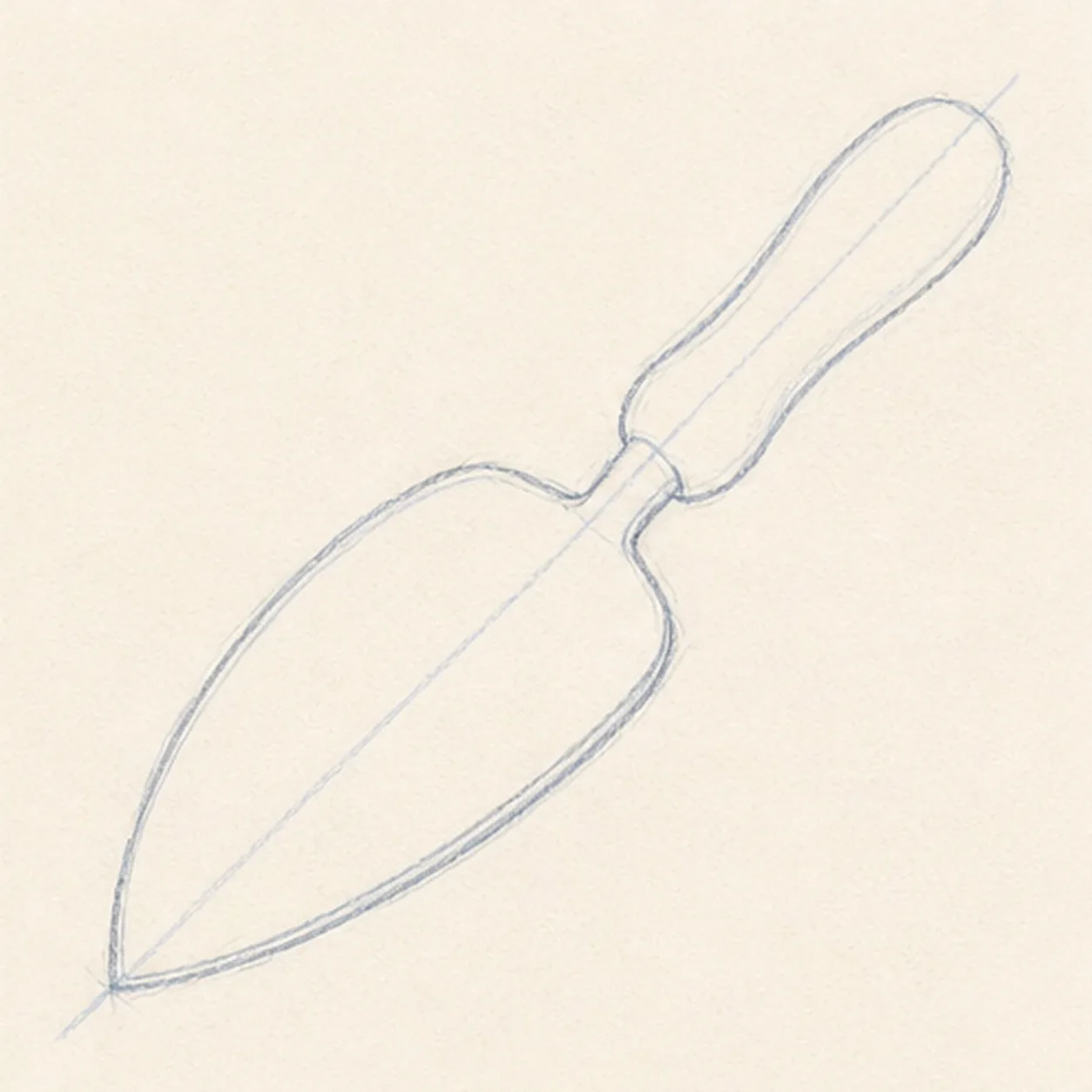 Shape the blade and handle stage for how to draw a hand trowel