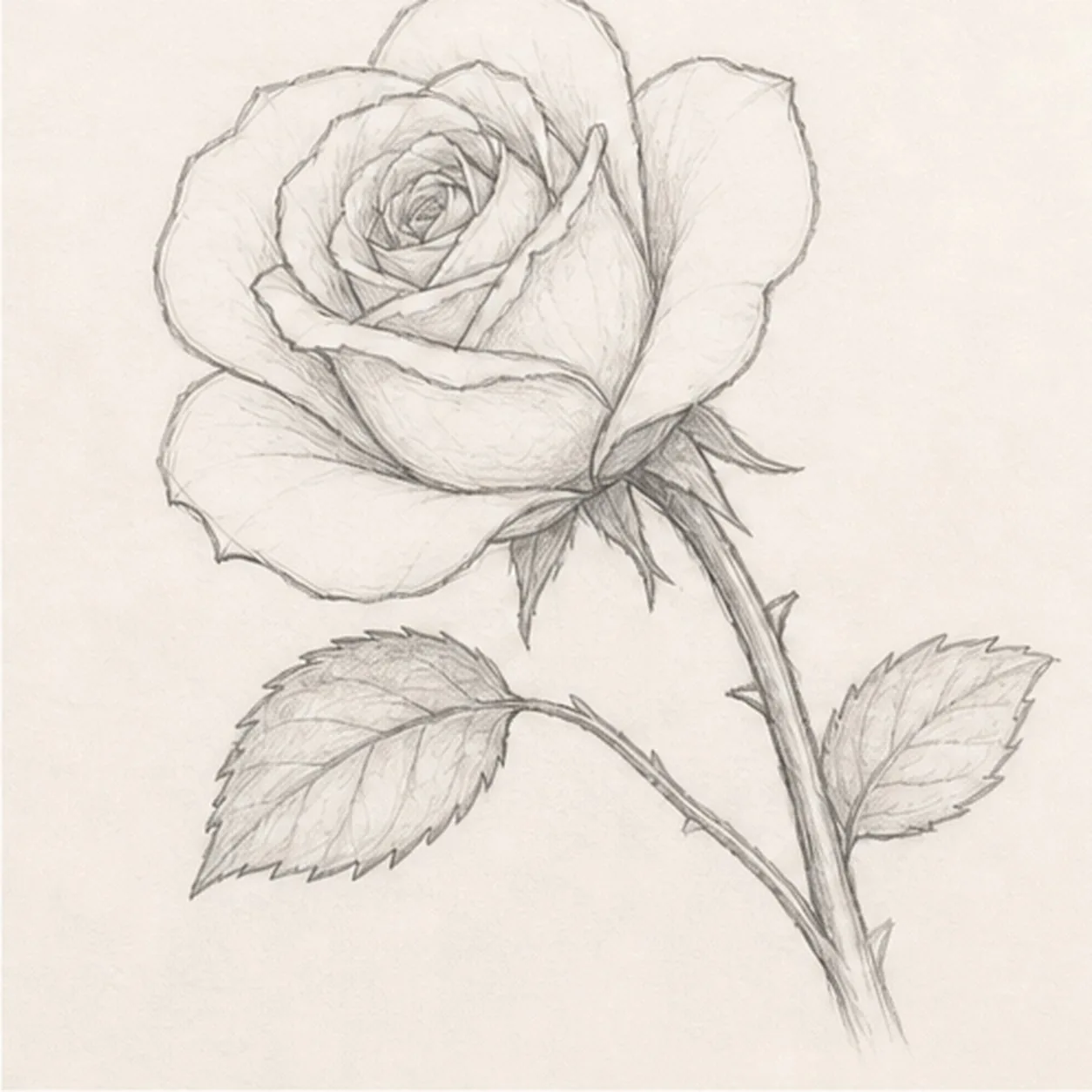 Grow the stem and leaves stage for how to draw a garden rose