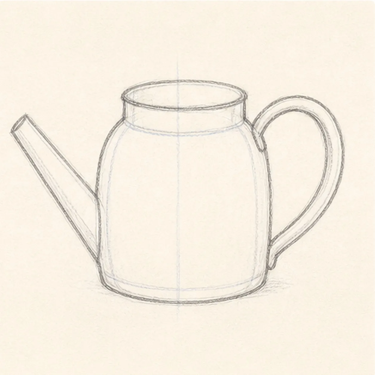 Add the handle and spout stage for how to draw a garden watering can