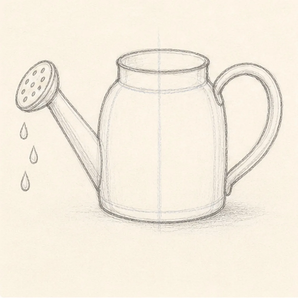 Place the rose and drops stage for how to draw a garden watering can