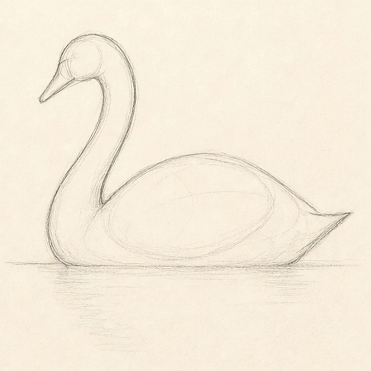 Shape the gliding swan stage for how to draw a swan on water
