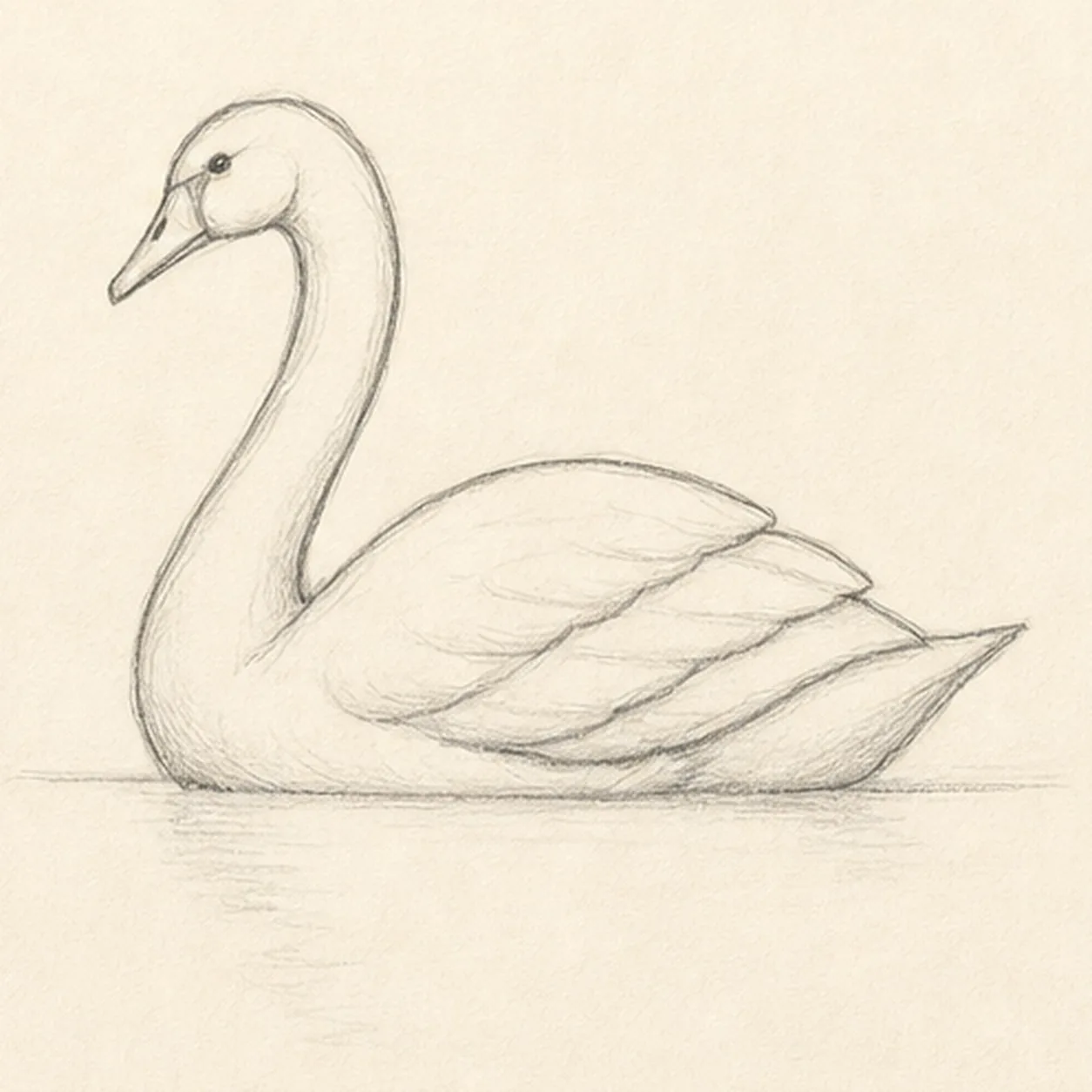 Build the face and wing stage for how to draw a swan on water