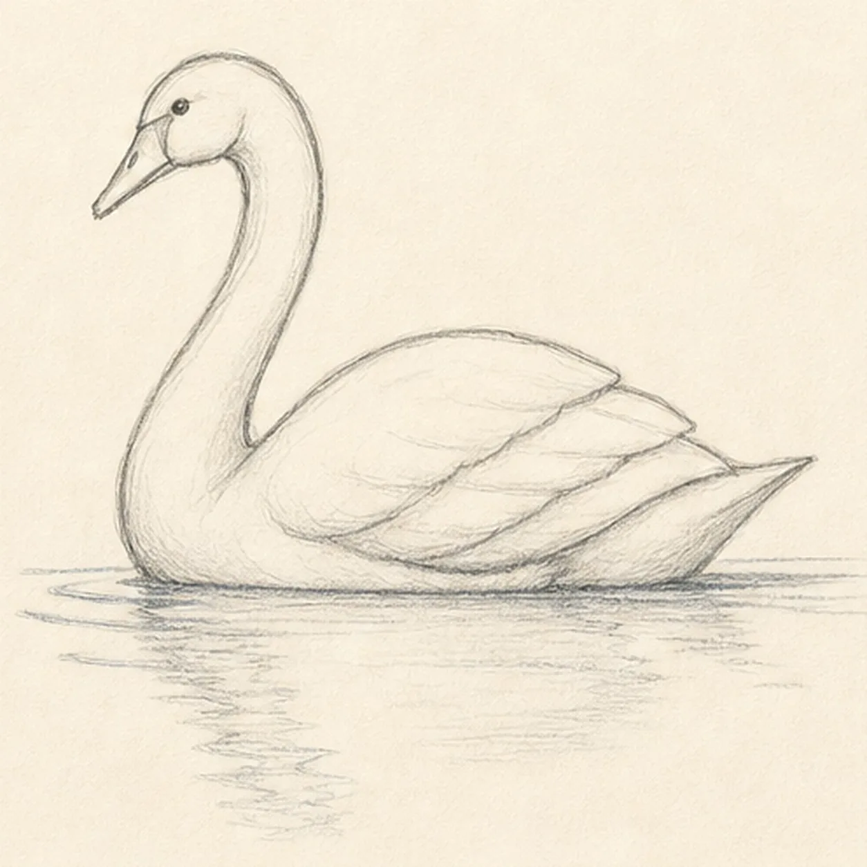 Add the calm water stage for how to draw a swan on water