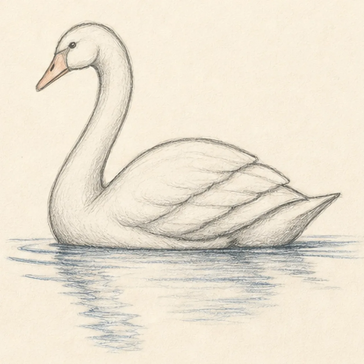 Shade the feathers and water stage for how to draw a swan on water