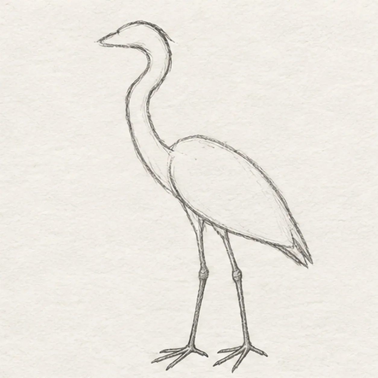 Attach the body and legs stage for how to draw a great blue heron