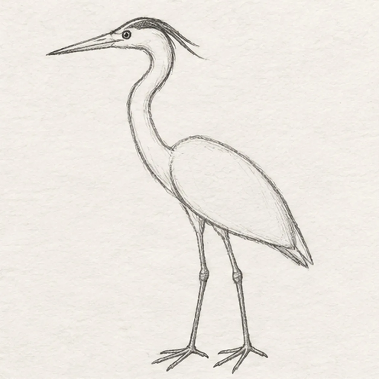 Add the beak and face stage for how to draw a great blue heron