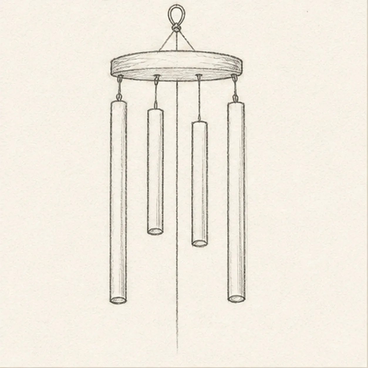 Shape the cap and tubes stage for how to draw a set of wind chimes