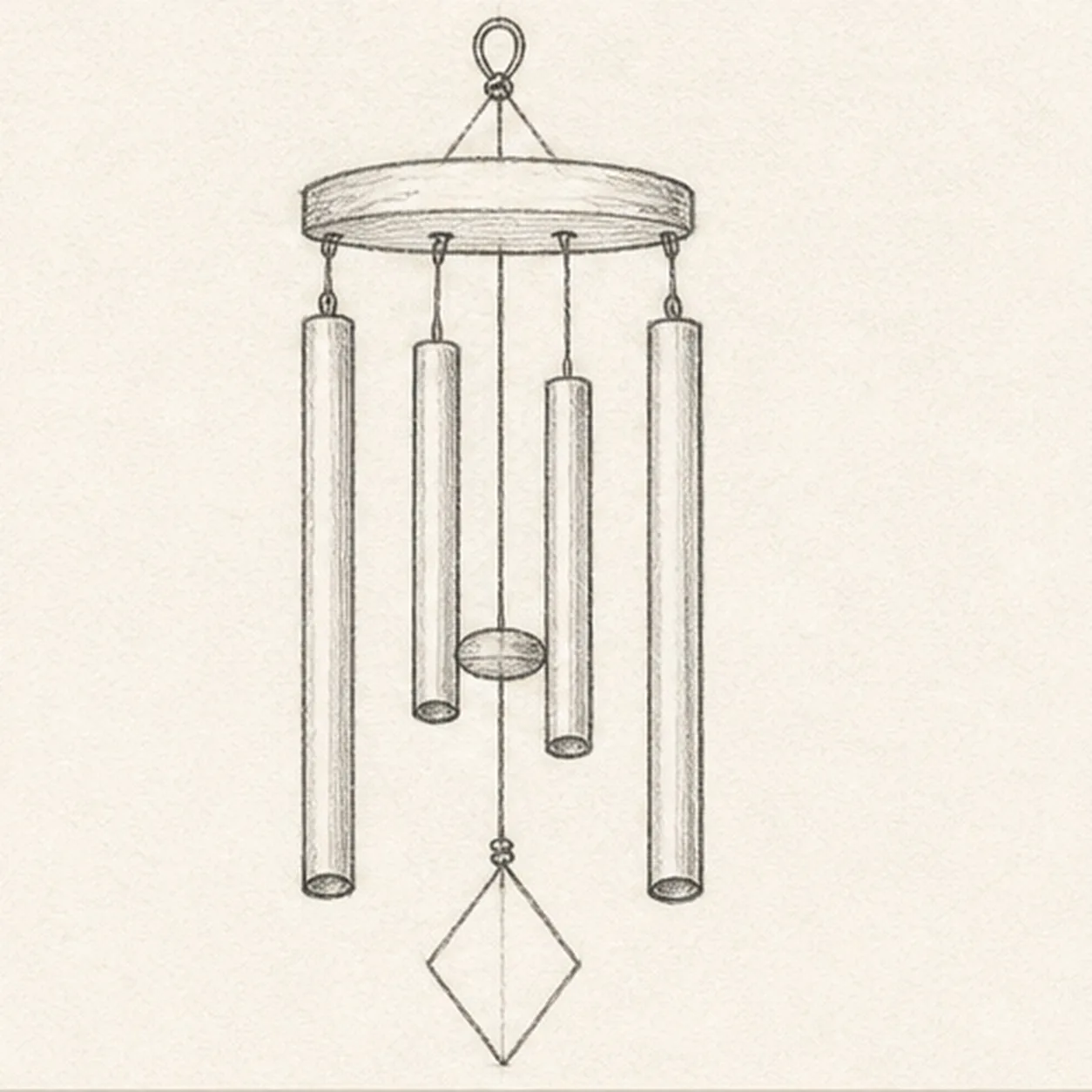 Build the clapper and sail stage for how to draw a set of wind chimes