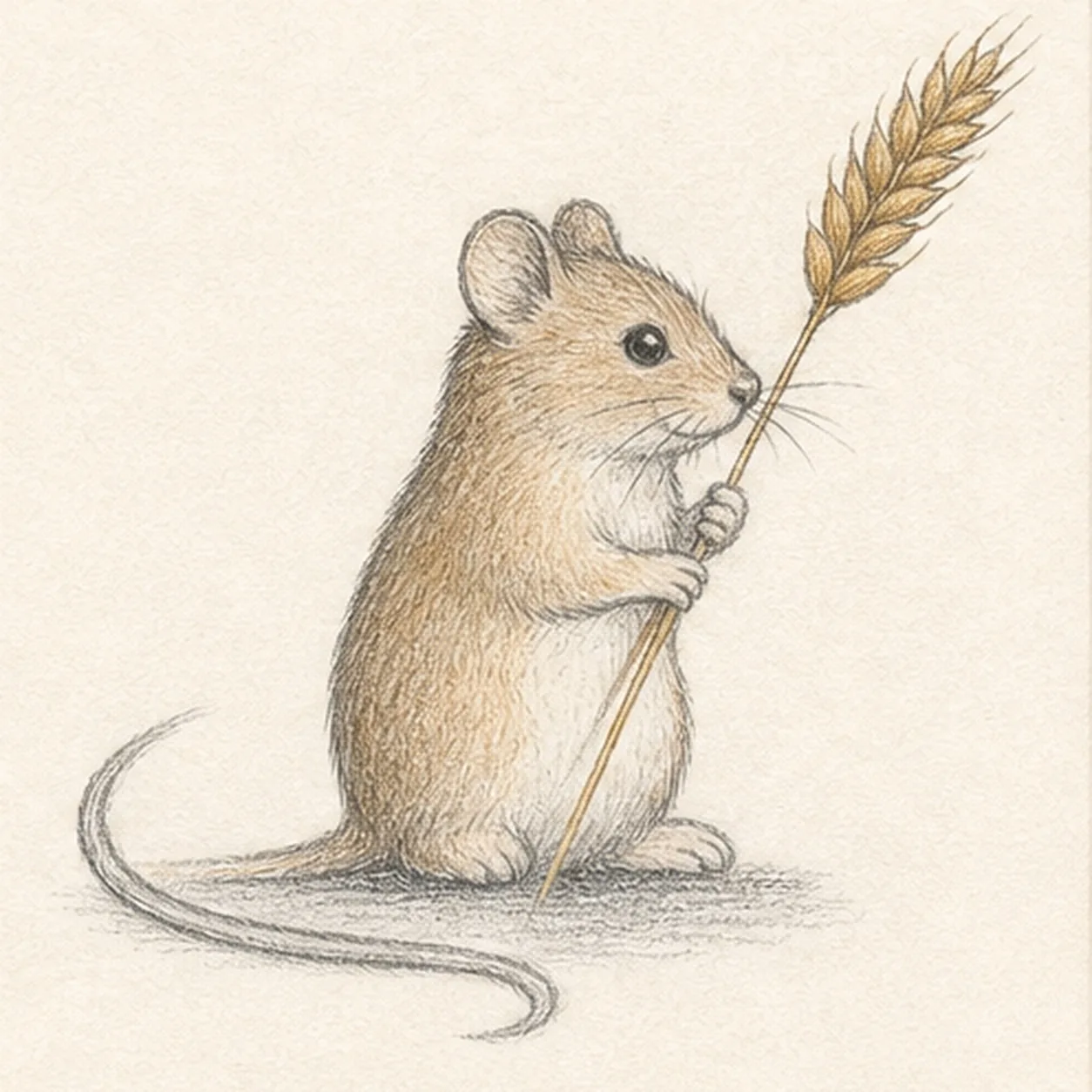 Set gentle pencil value stage for how to draw a harvest mouse