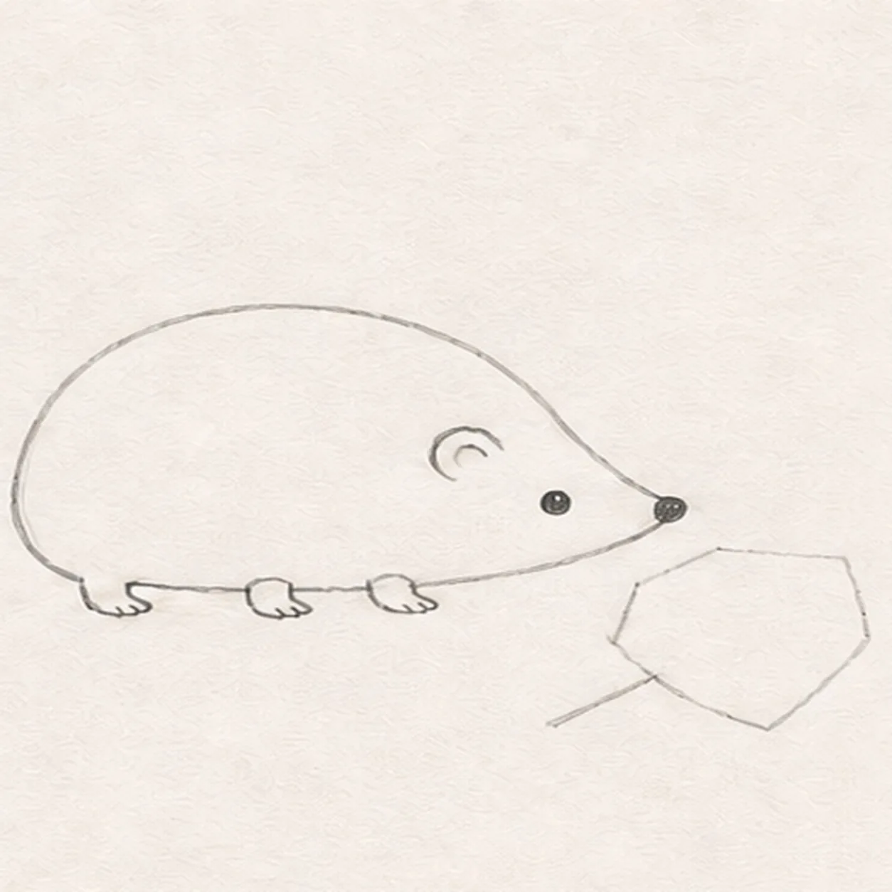 Add three feet and the face stage for how to draw an autumn hedgehog
