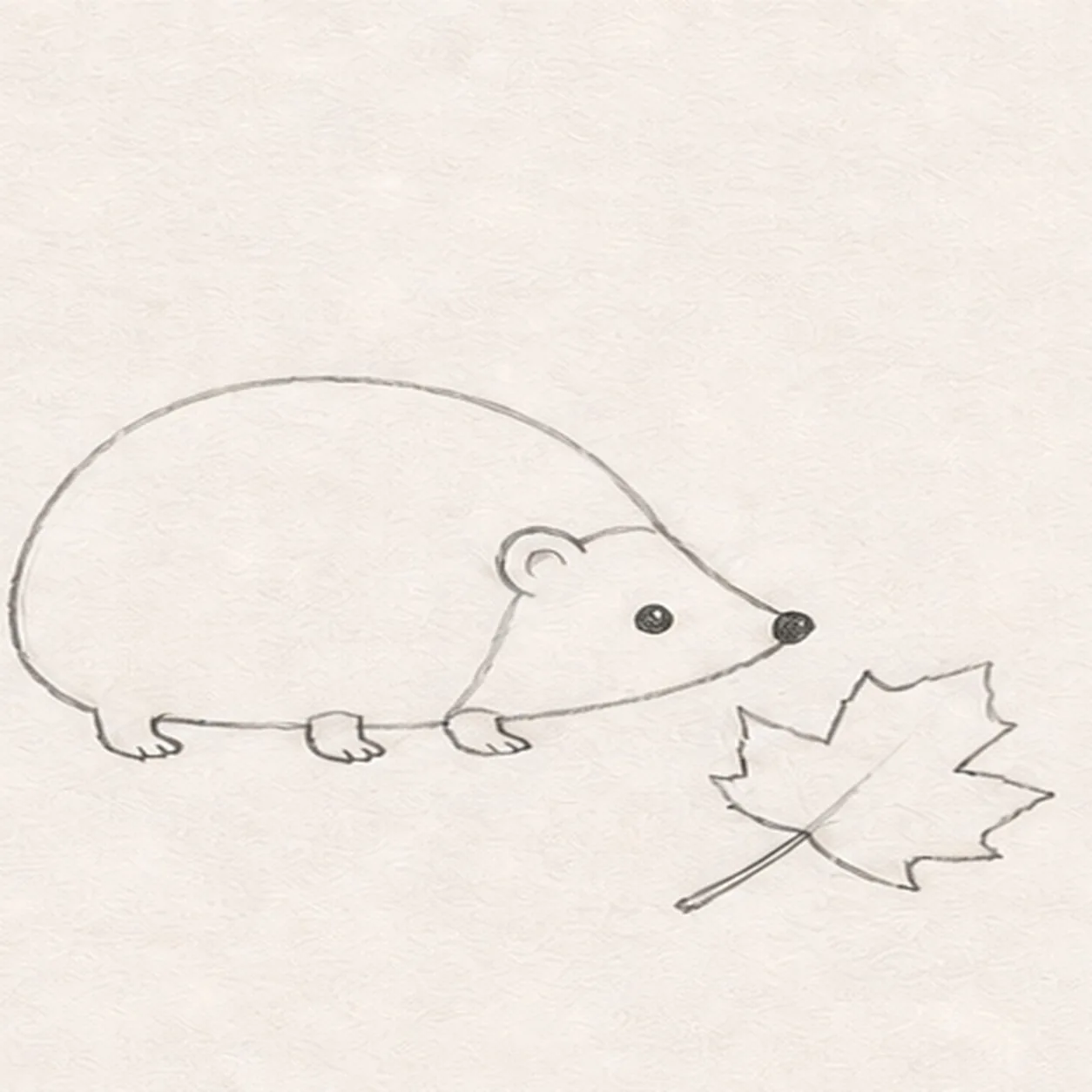 Shape the leaf and coat stage for how to draw an autumn hedgehog