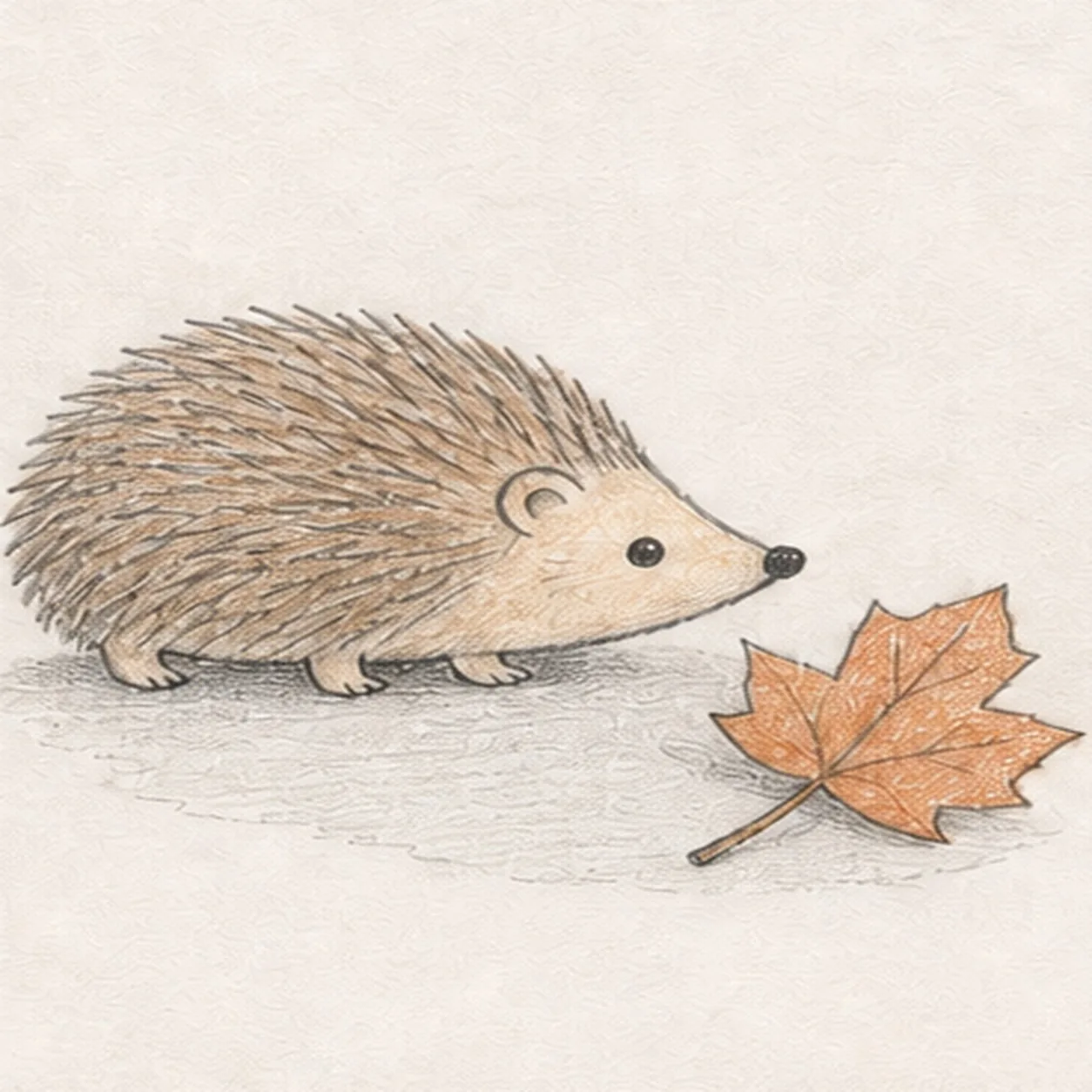 Layer graphite and autumn color stage for how to draw an autumn hedgehog