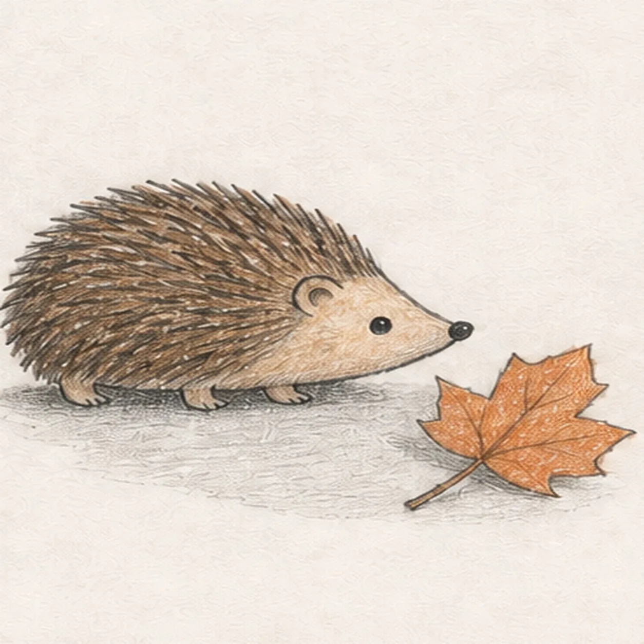 Clarify spine and leaf depth stage for how to draw an autumn hedgehog