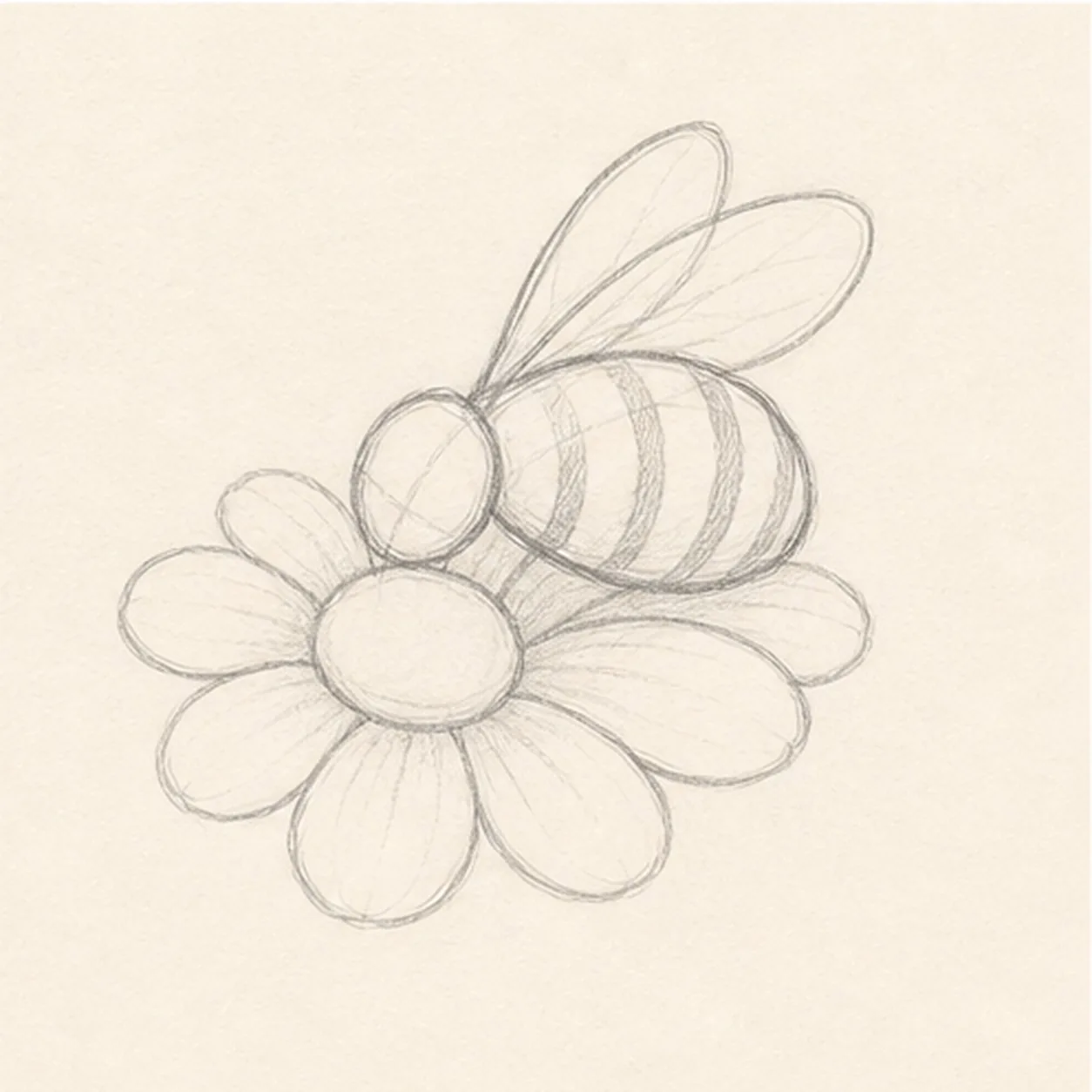 Shape petals and stripes stage for how to draw a honeybee