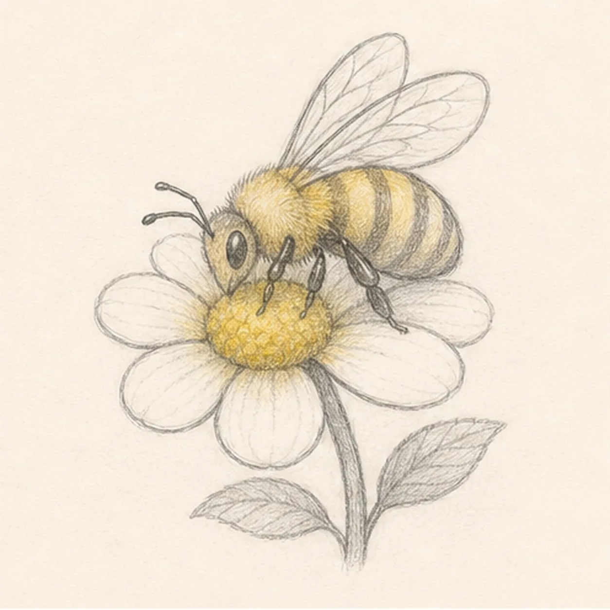 Texture the wings and petals stage for how to draw a honeybee