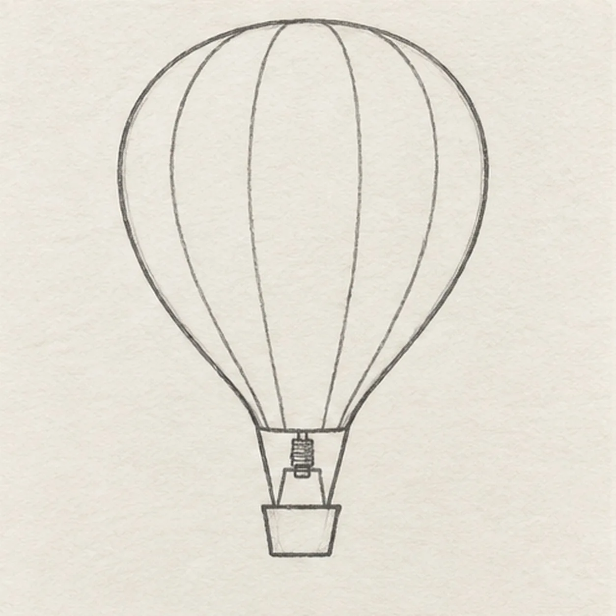 Divide the envelope stage for how to draw a hot-air balloon over hills