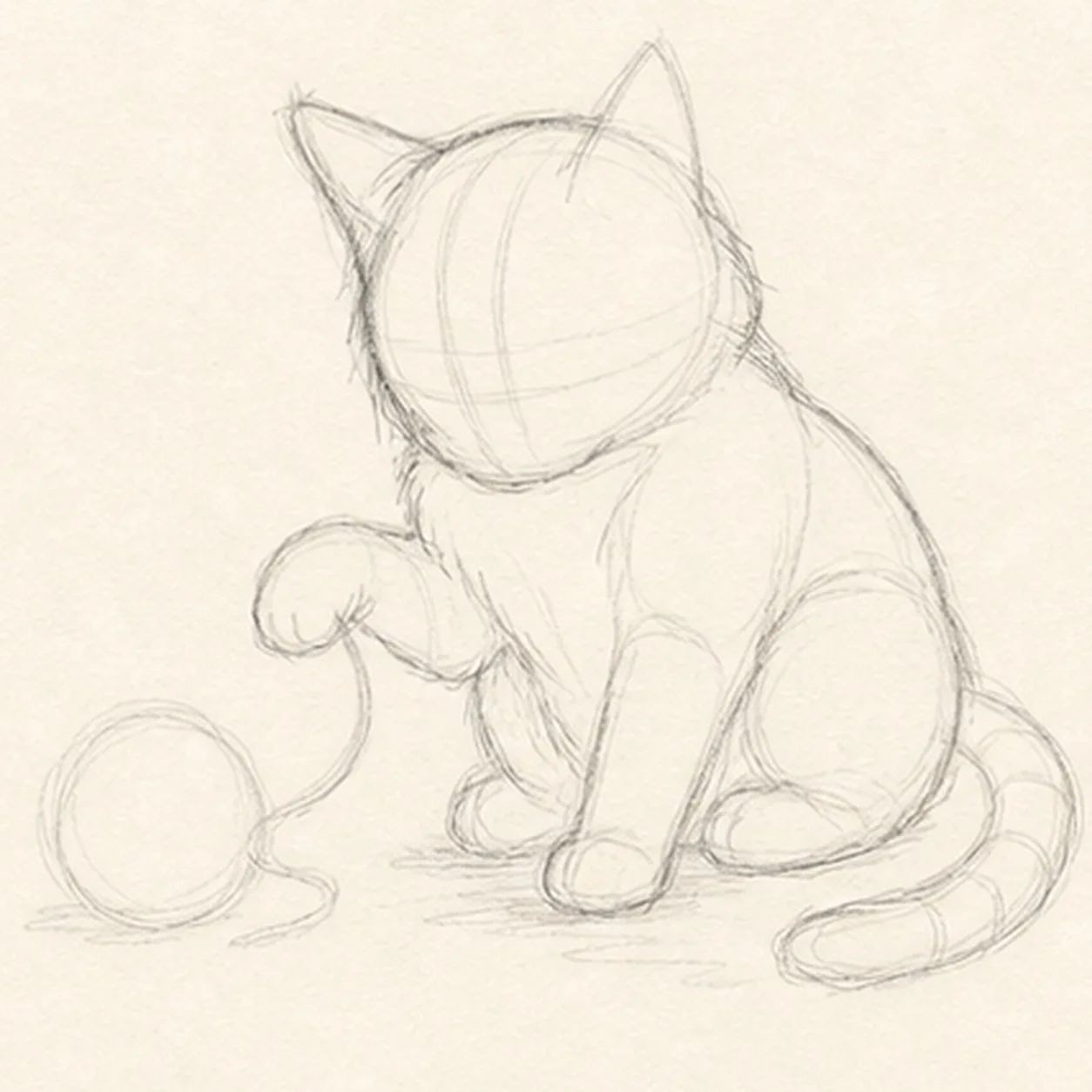 Wrap the seated kitten stage for how to draw a playful kitten