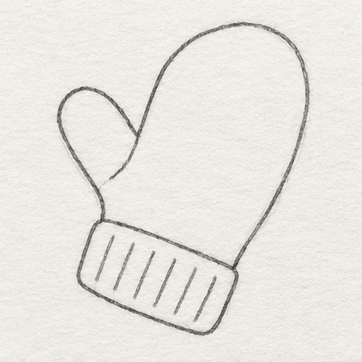 Divide the cuff stage for how to draw a knitted mitten
