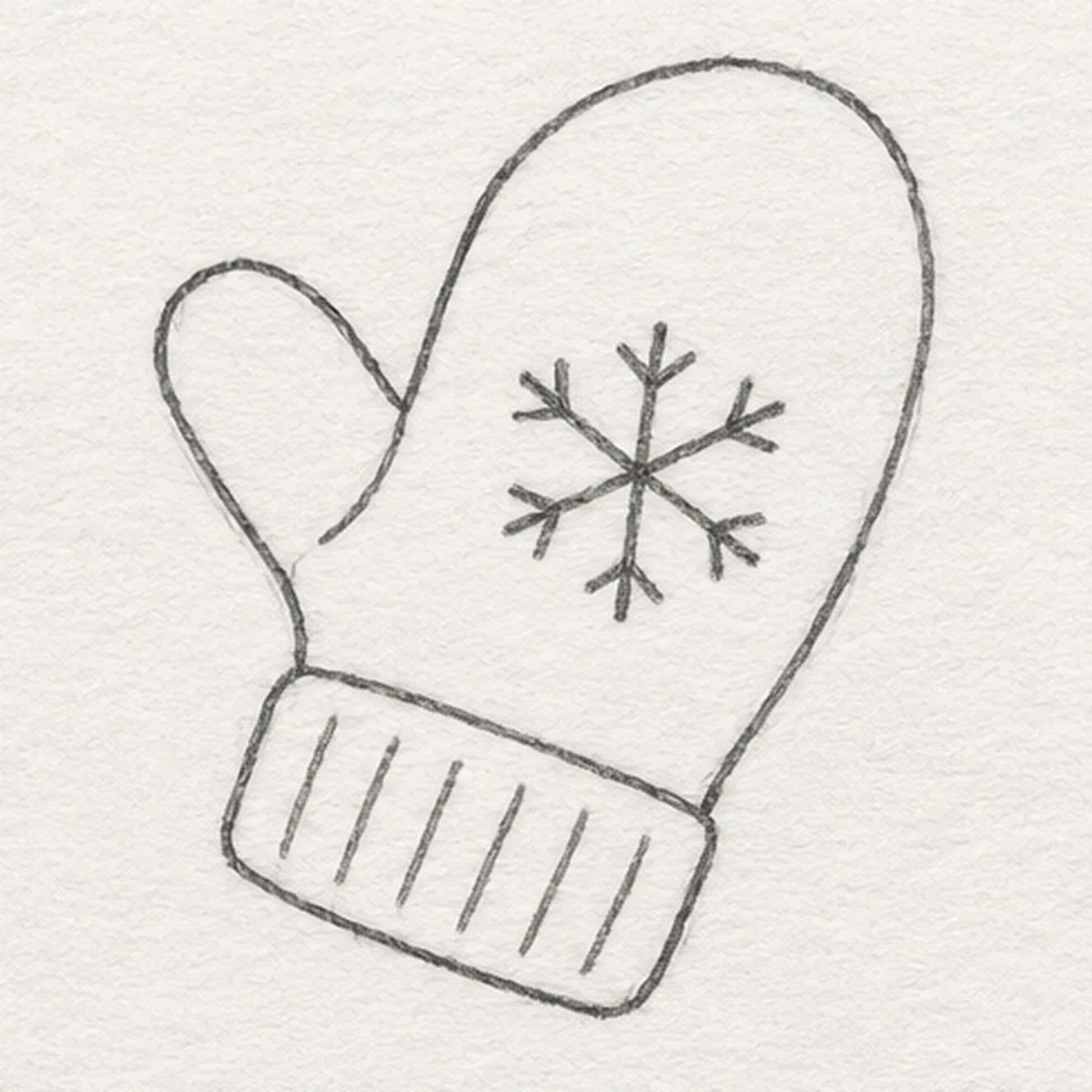 Place a snowflake stage for how to draw a knitted mitten