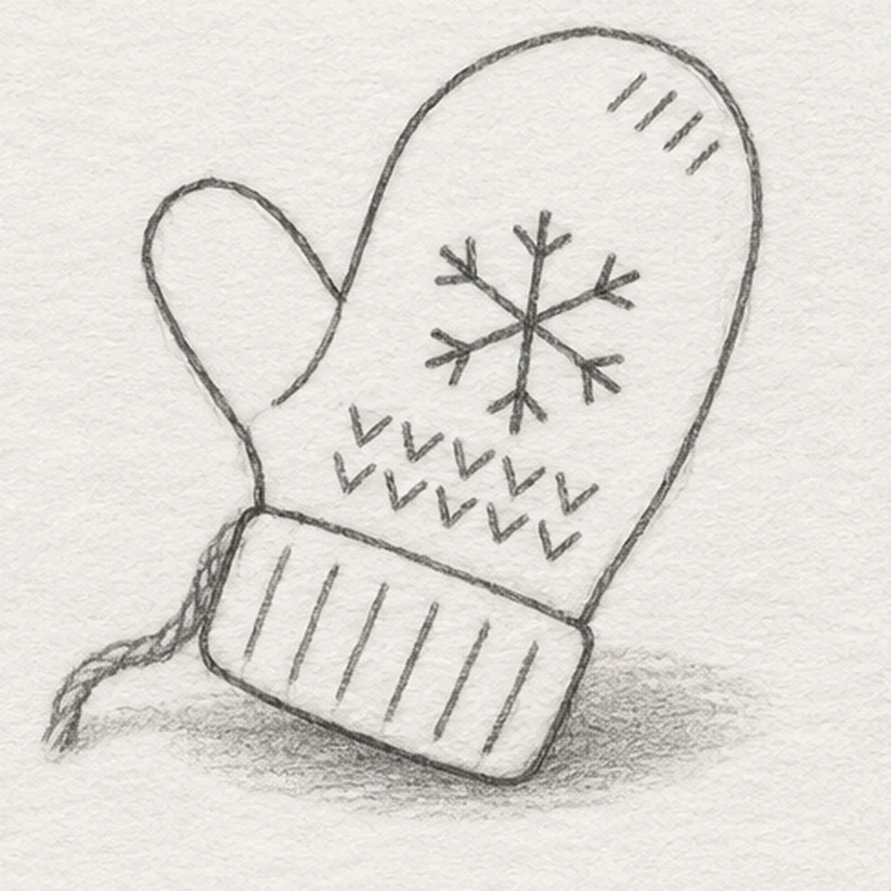 Ground the mitten stage for how to draw a knitted mitten
