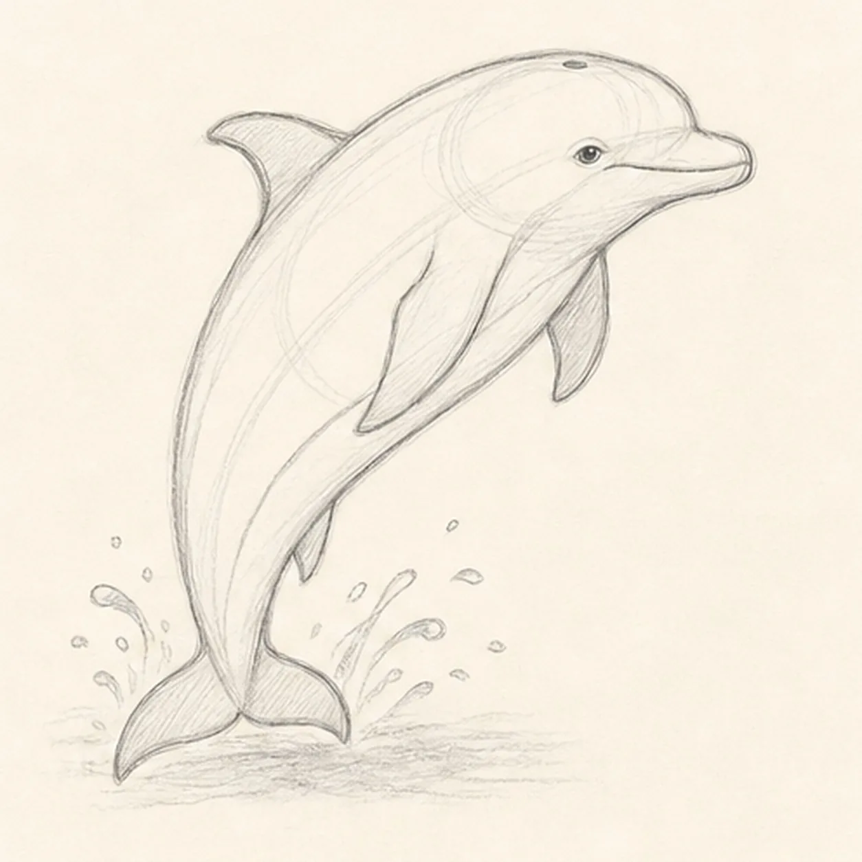 Place the dolphin landmarks stage for how to draw a leaping dolphin