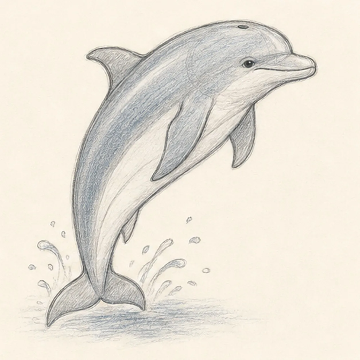 Shade the ocean colors stage for how to draw a leaping dolphin