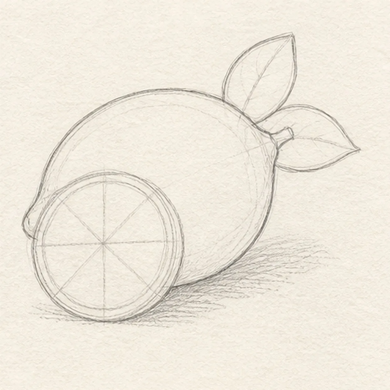 Shape the lemon and slice stage for how to draw a lemon with a slice