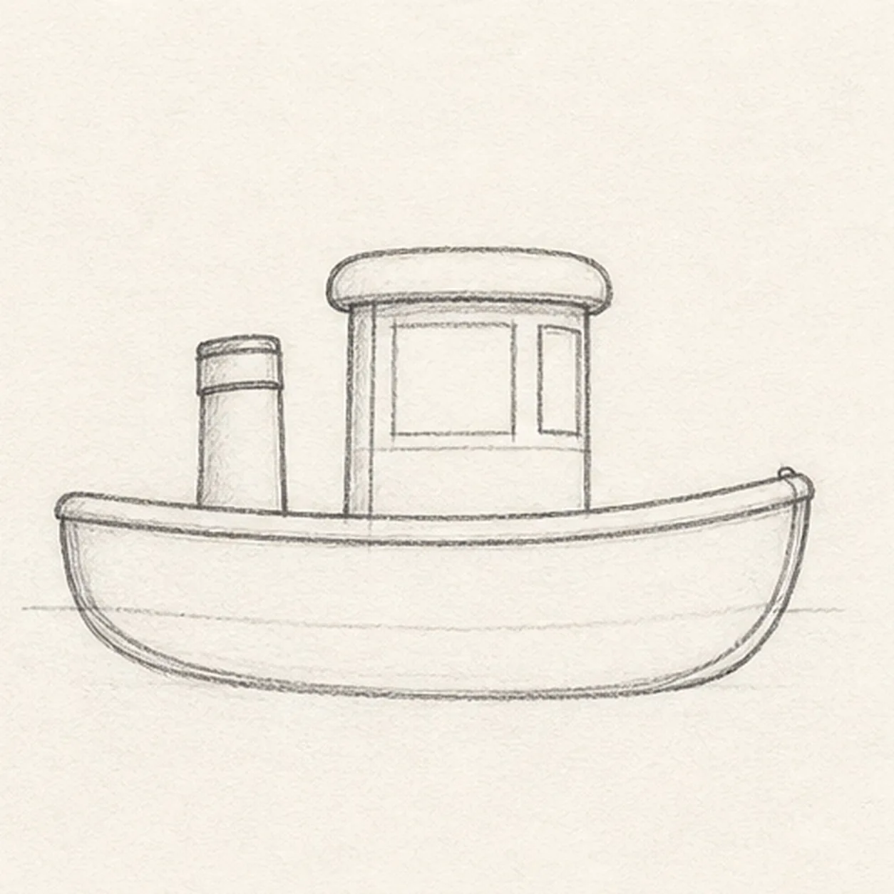 Refine the boat outline stage for how to draw a little tugboat