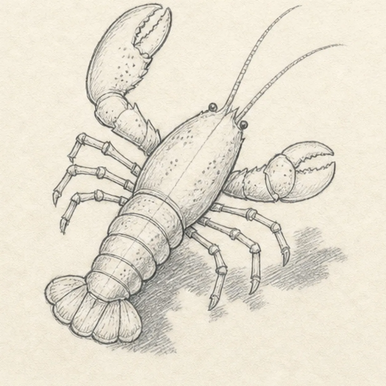 Map the shell texture stage for how to draw a raised-claw lobster