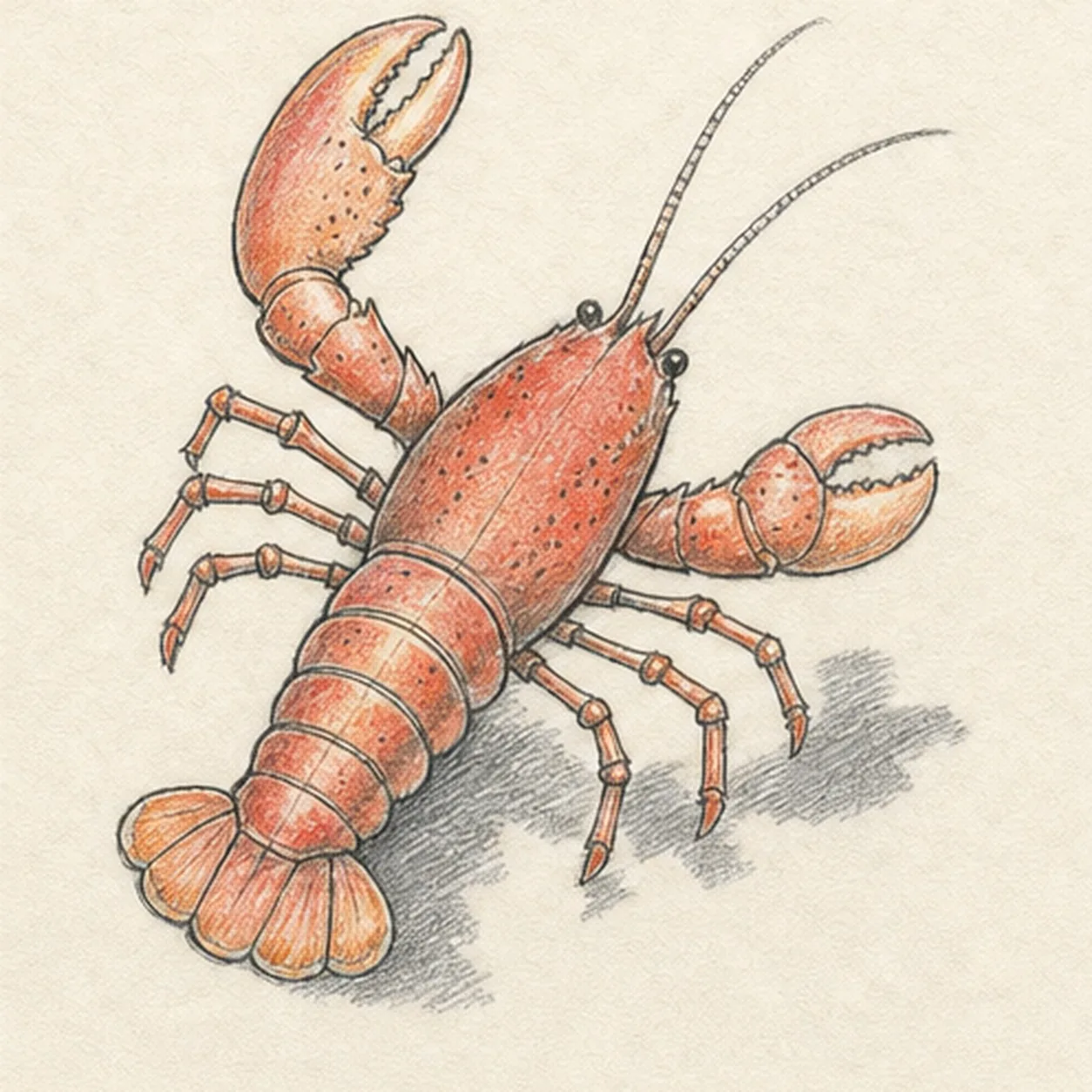 Shade the coral shell stage for how to draw a raised-claw lobster