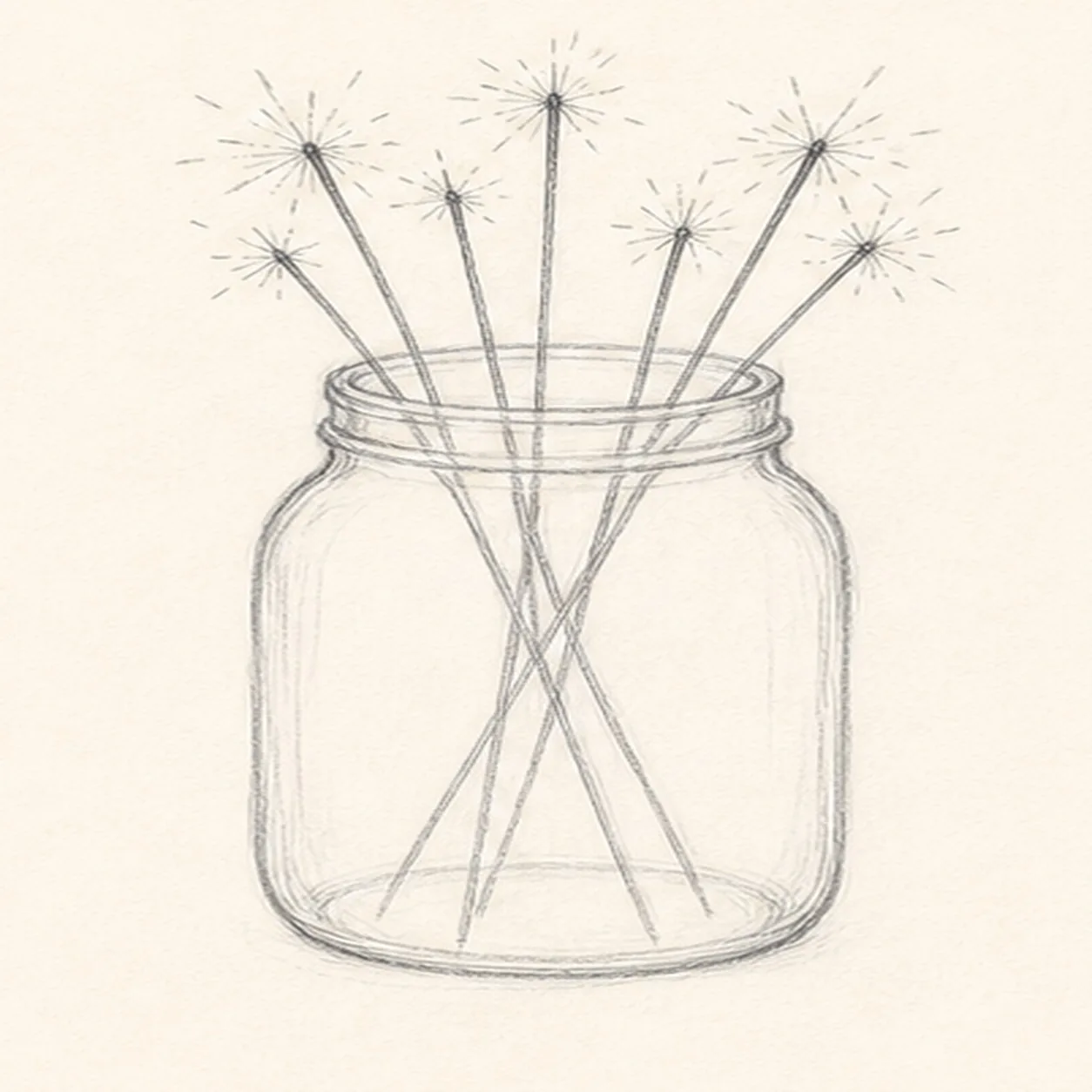 Add the spark tips stage for how to draw a sparkler jar