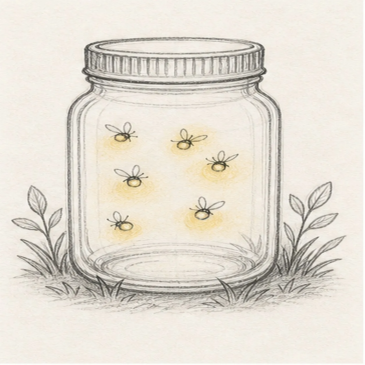 Add grass and glow stage for how to draw a firefly jar