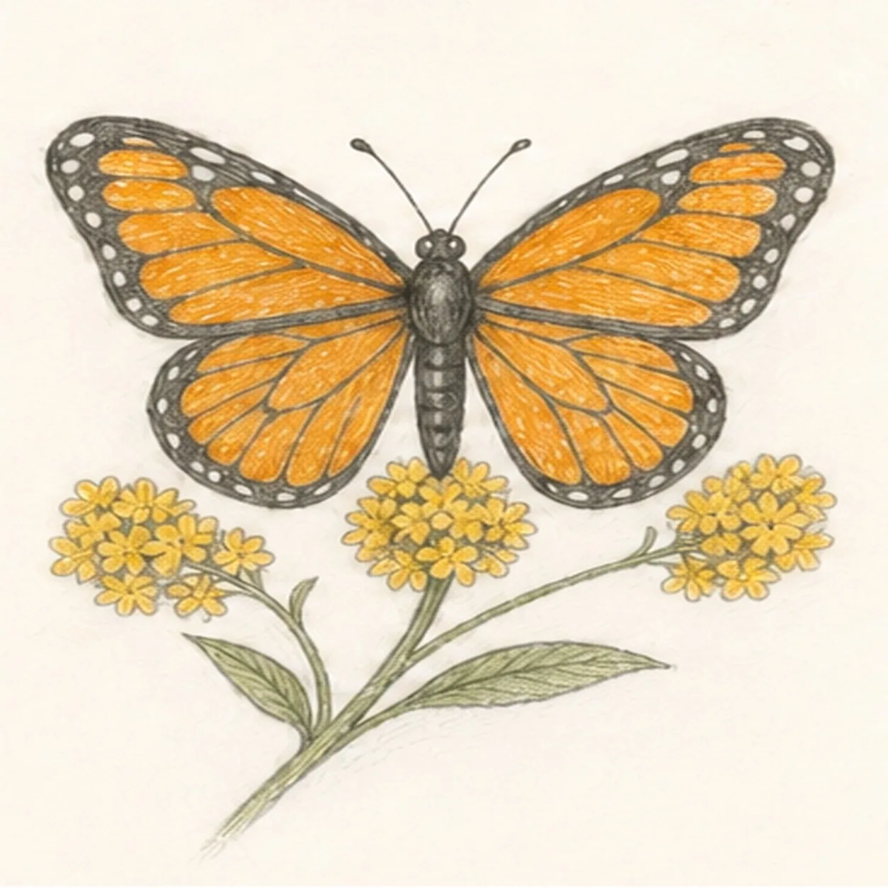 Layer migration color stage for how to draw a monarch butterfly