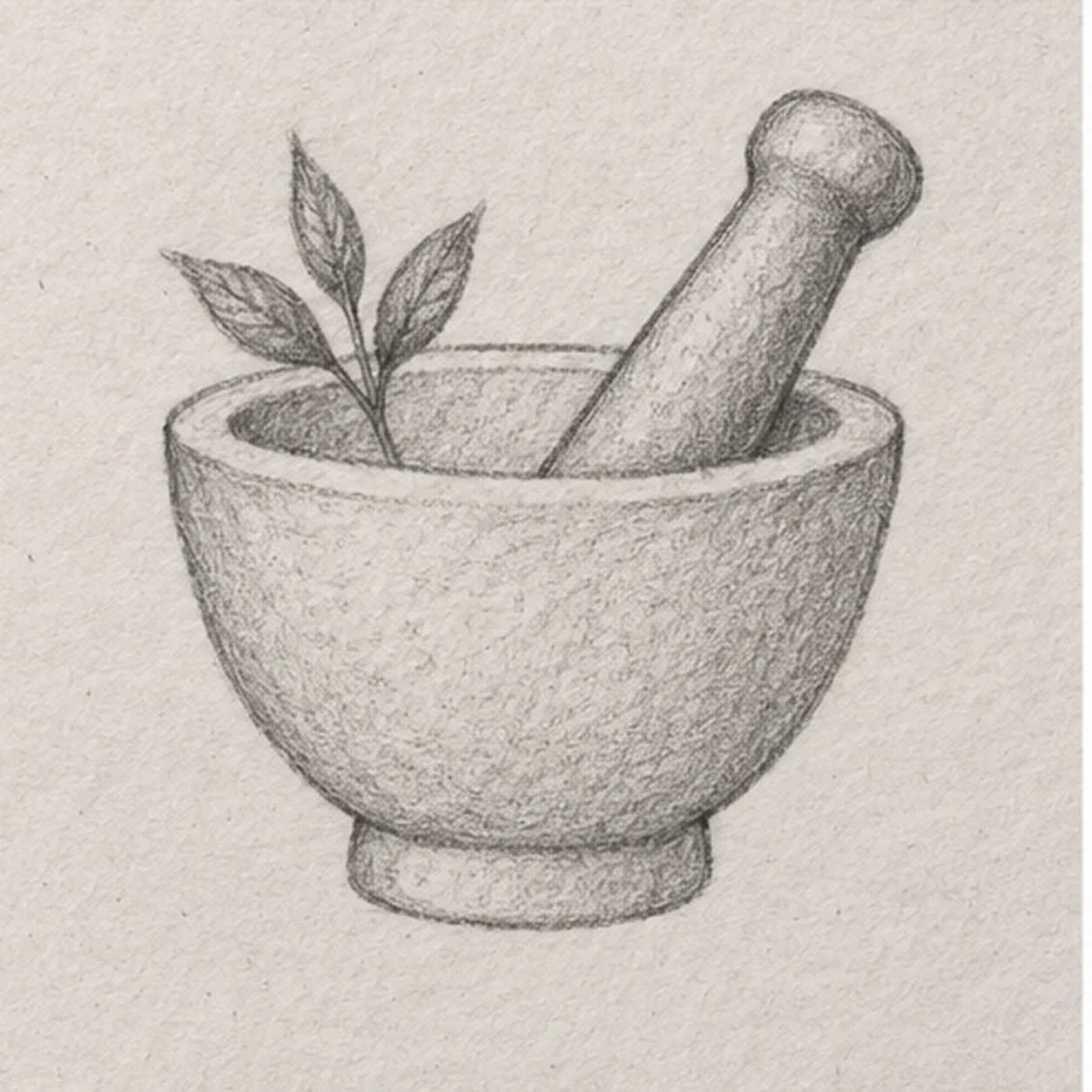 Tuck in the herbs stage for how to draw a mortar and pestle