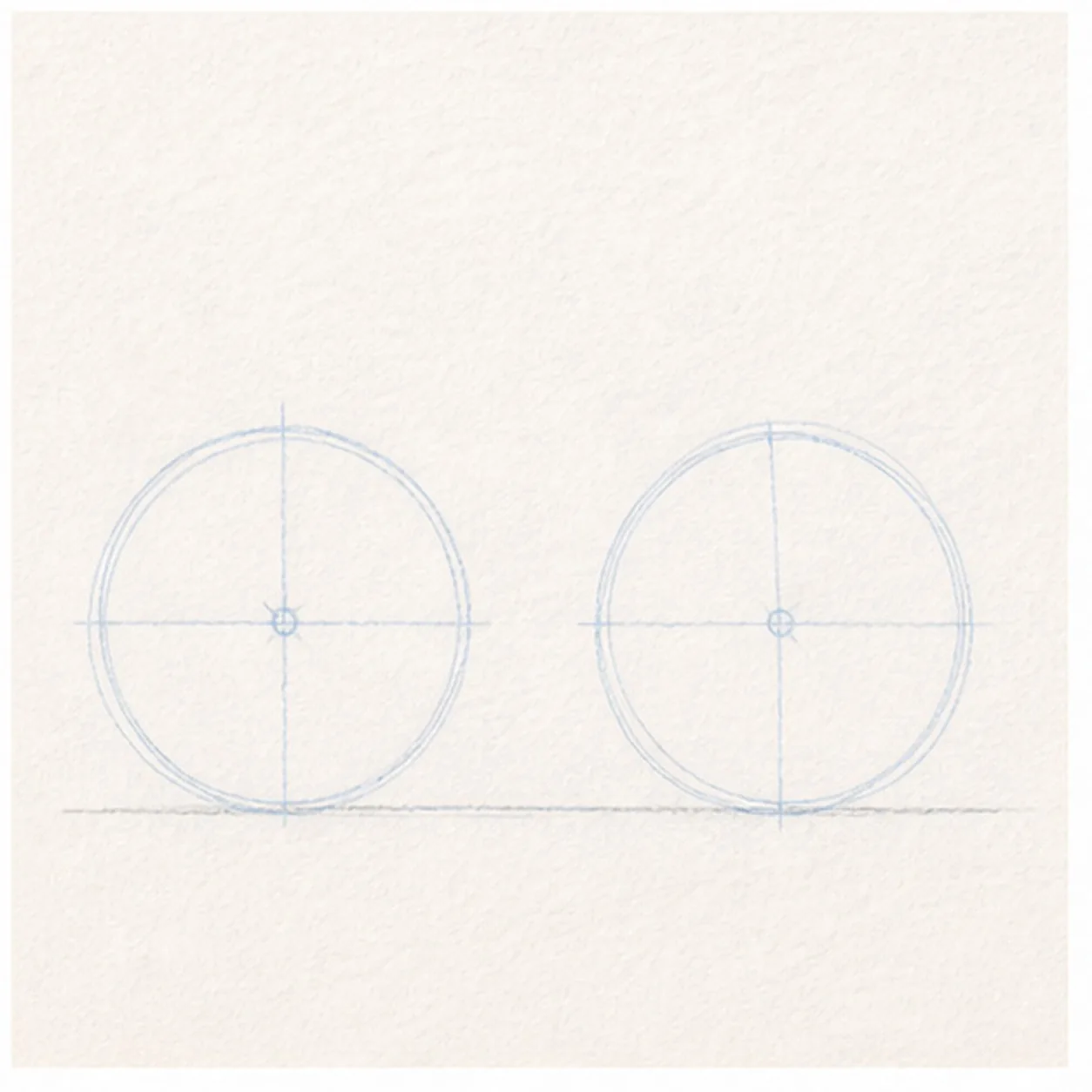 Set the wheels stage for how to draw a bicycle with a basket
