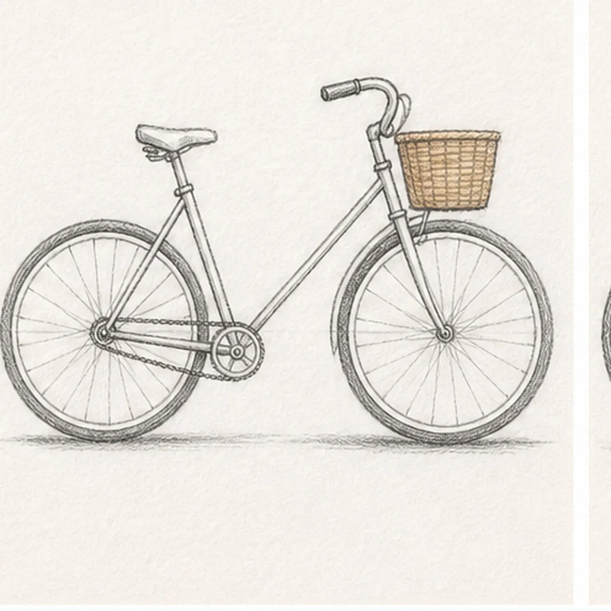 Add spokes and shade stage for how to draw a bicycle with a basket