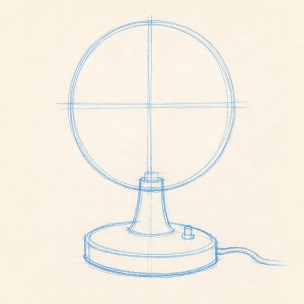 Set the base stage for how to draw a desk fan
