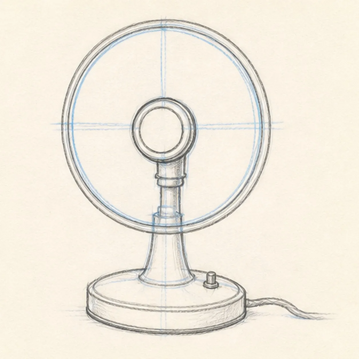 Center the hub stage for how to draw a desk fan