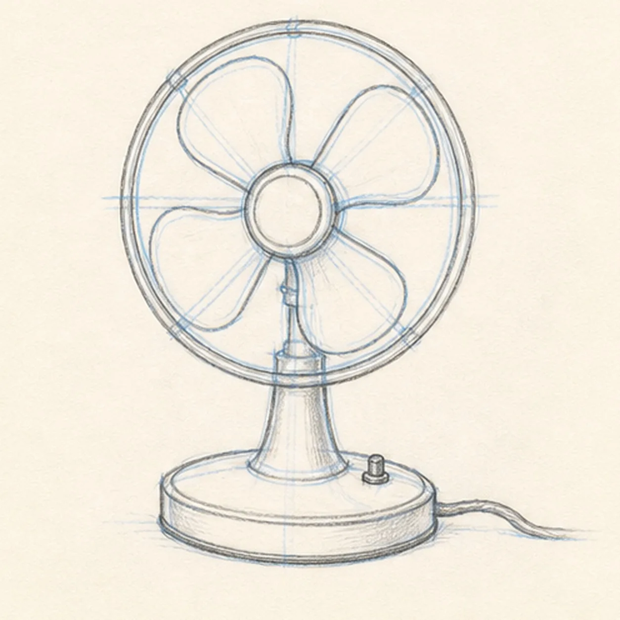Sweep the blades stage for how to draw a desk fan