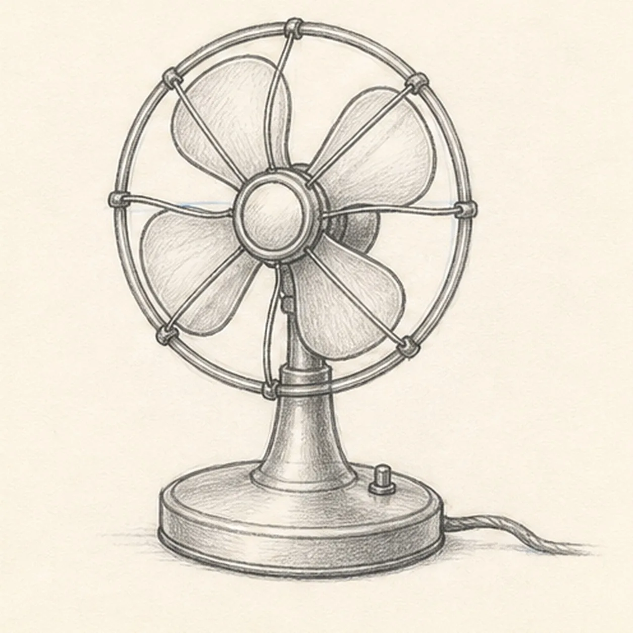 Cross the wires stage for how to draw a desk fan