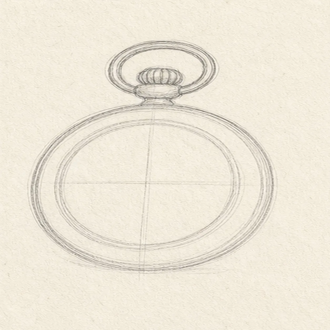 Add the crown stage for how to draw a pocket watch