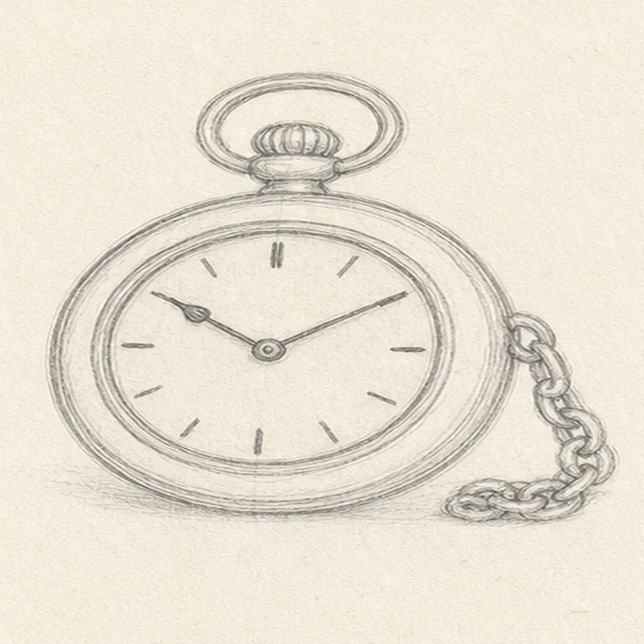 Draw hands and chain stage for how to draw a pocket watch