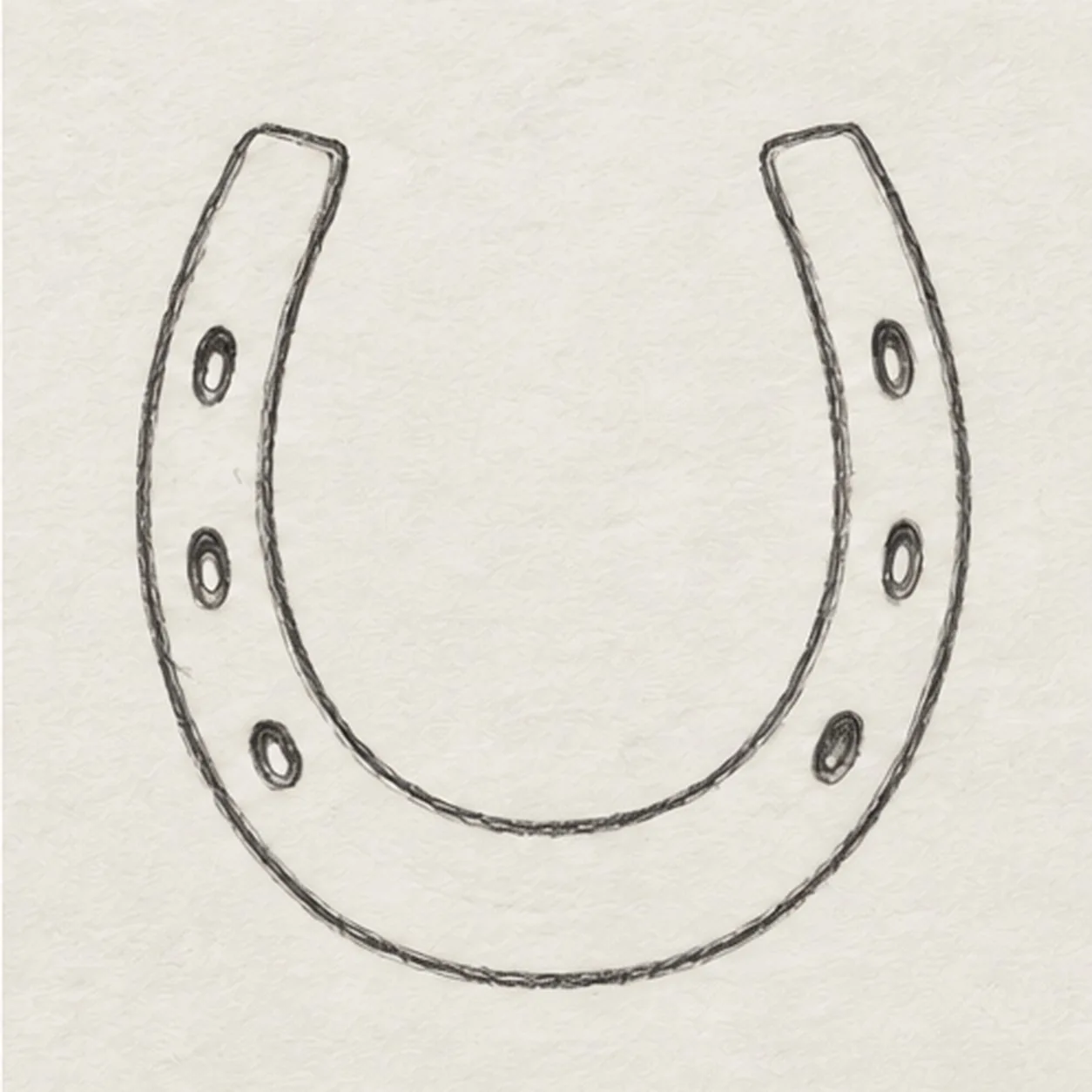 Place six nail holes stage for how to draw an old iron horseshoe