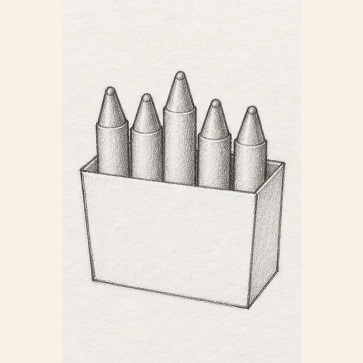 Stand up five crayons stage for how to draw an open box of crayons