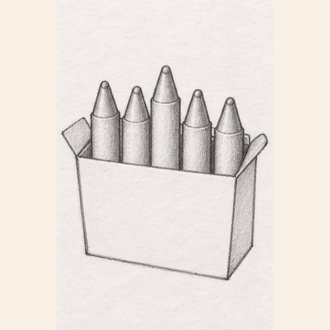 Close the rim and fold the flaps stage for how to draw an open box of crayons
