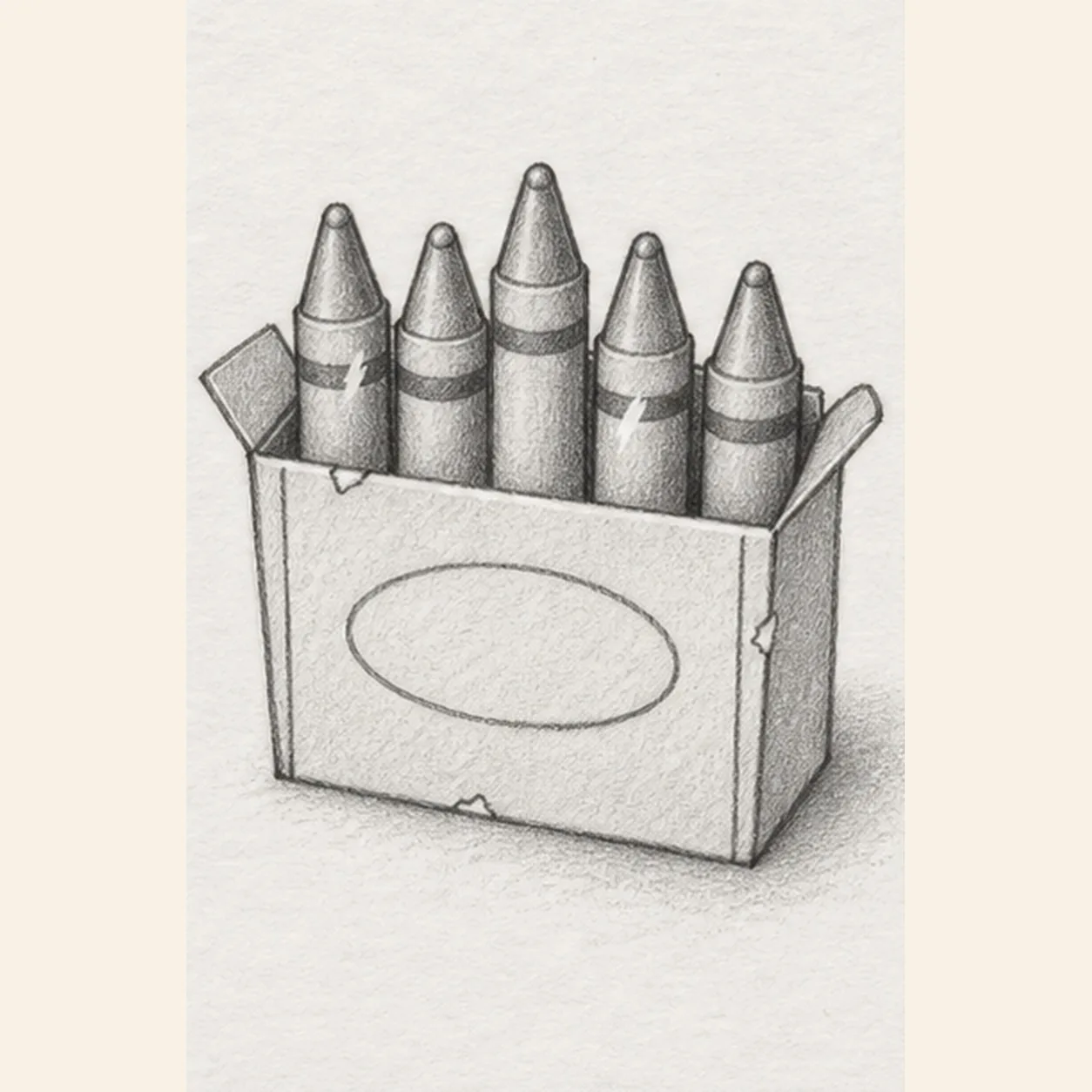 Set the paper shine and shadow stage for how to draw an open box of crayons