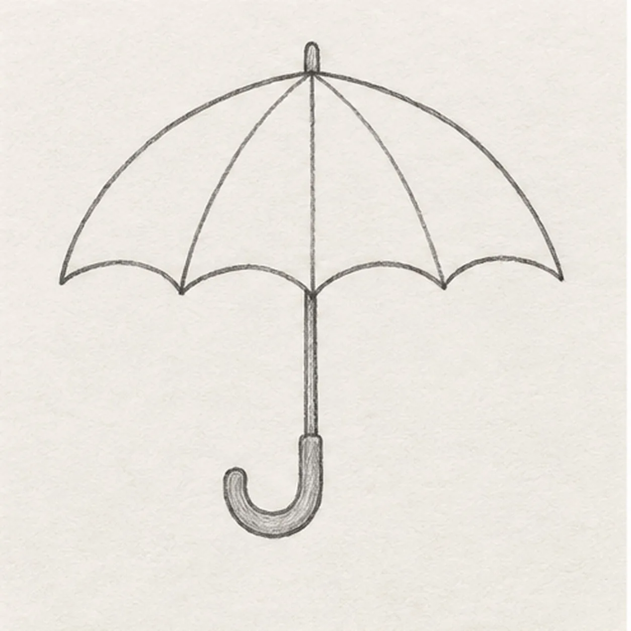 Curl the wooden handle stage for how to draw an open umbrella