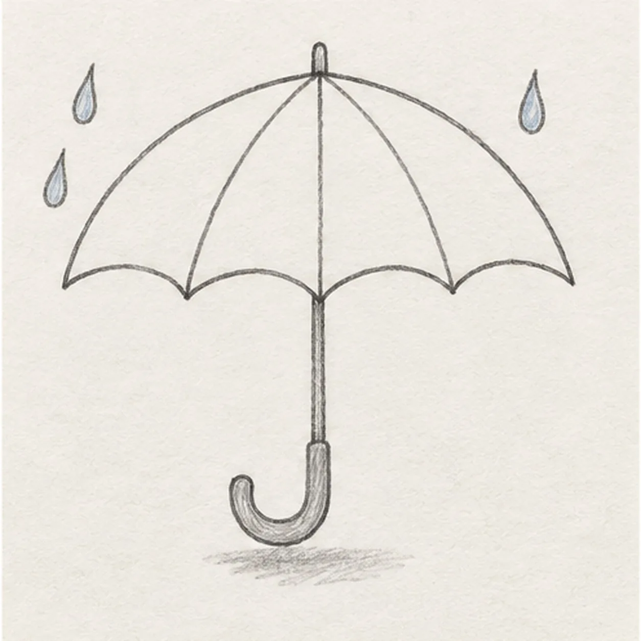 Add rain and a shadow stage for how to draw an open umbrella