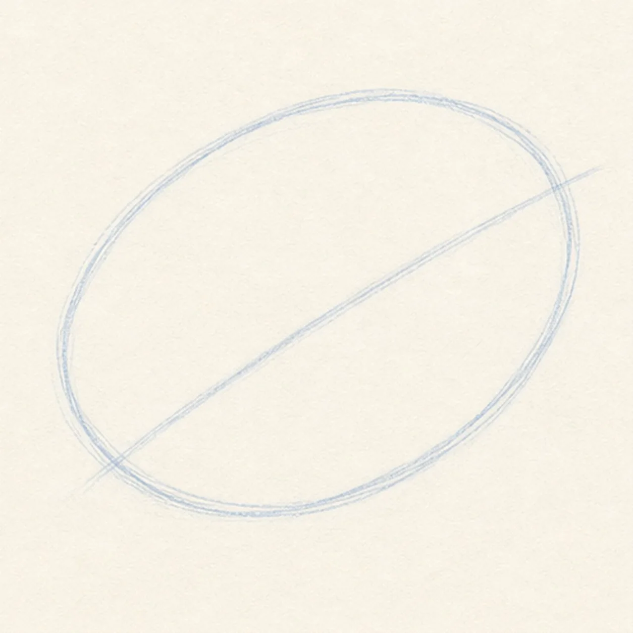 Place the big guides stage for how to draw a paint palette and brush